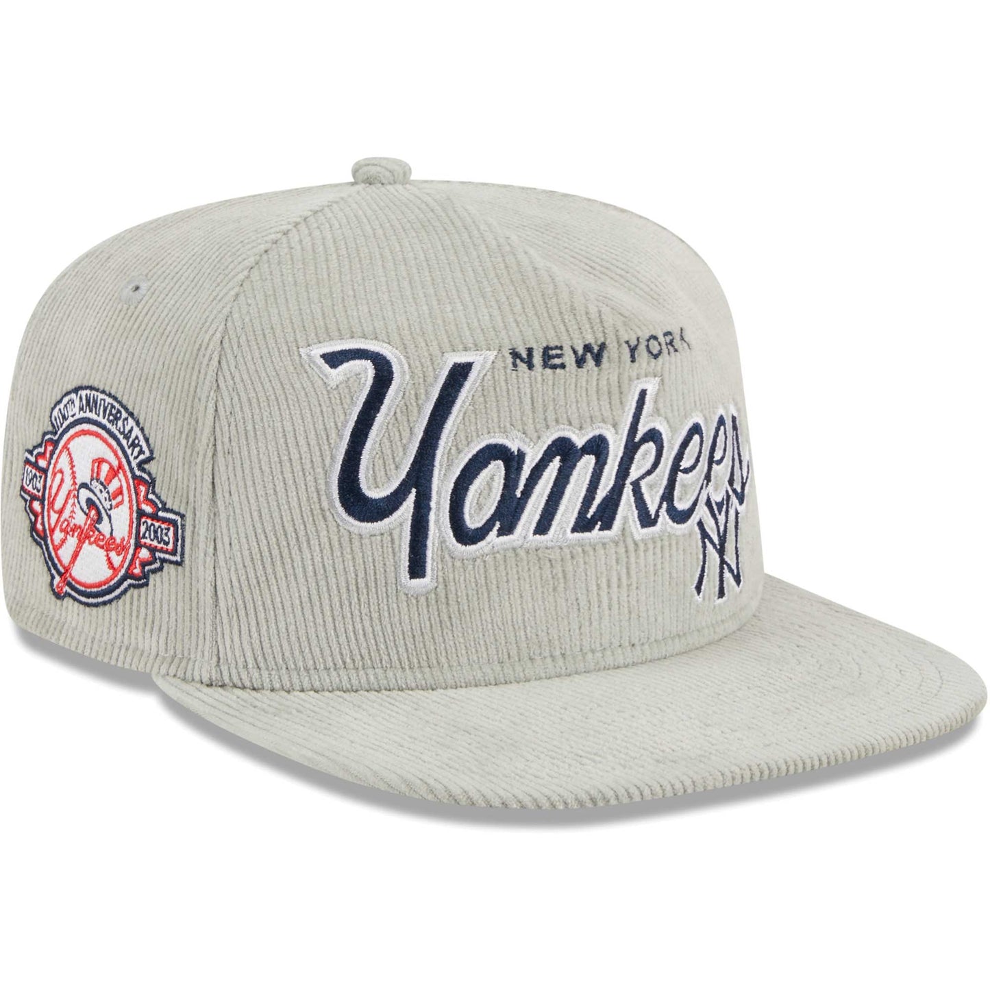 New York Yankees New Era Corduroy Golfer Adjustable Hat - Gray