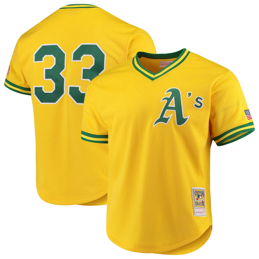 Mitchell & Ness Oakland Athletics Jose Canseco 1990 Cooperstown Collection Authentic Practice Jersey - Yellow