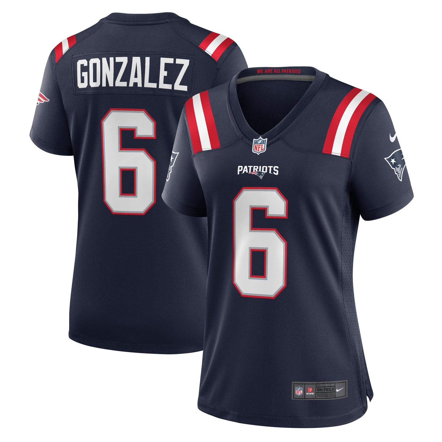 Christian Gonzalez New England Patriots Nike Women's Team Game Jersey - Navy